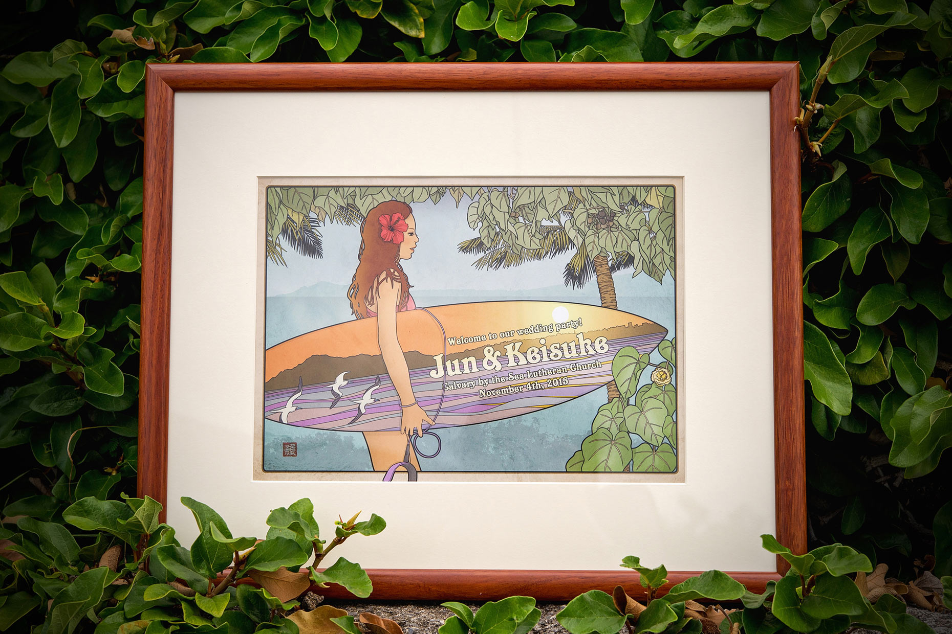 Hawaii wedding welcome board